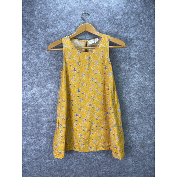 Rachel Zoe Dress Womens XS Yellow Linen Sleeveless Floral Shift Pockets Summer - Picture 1 of 10